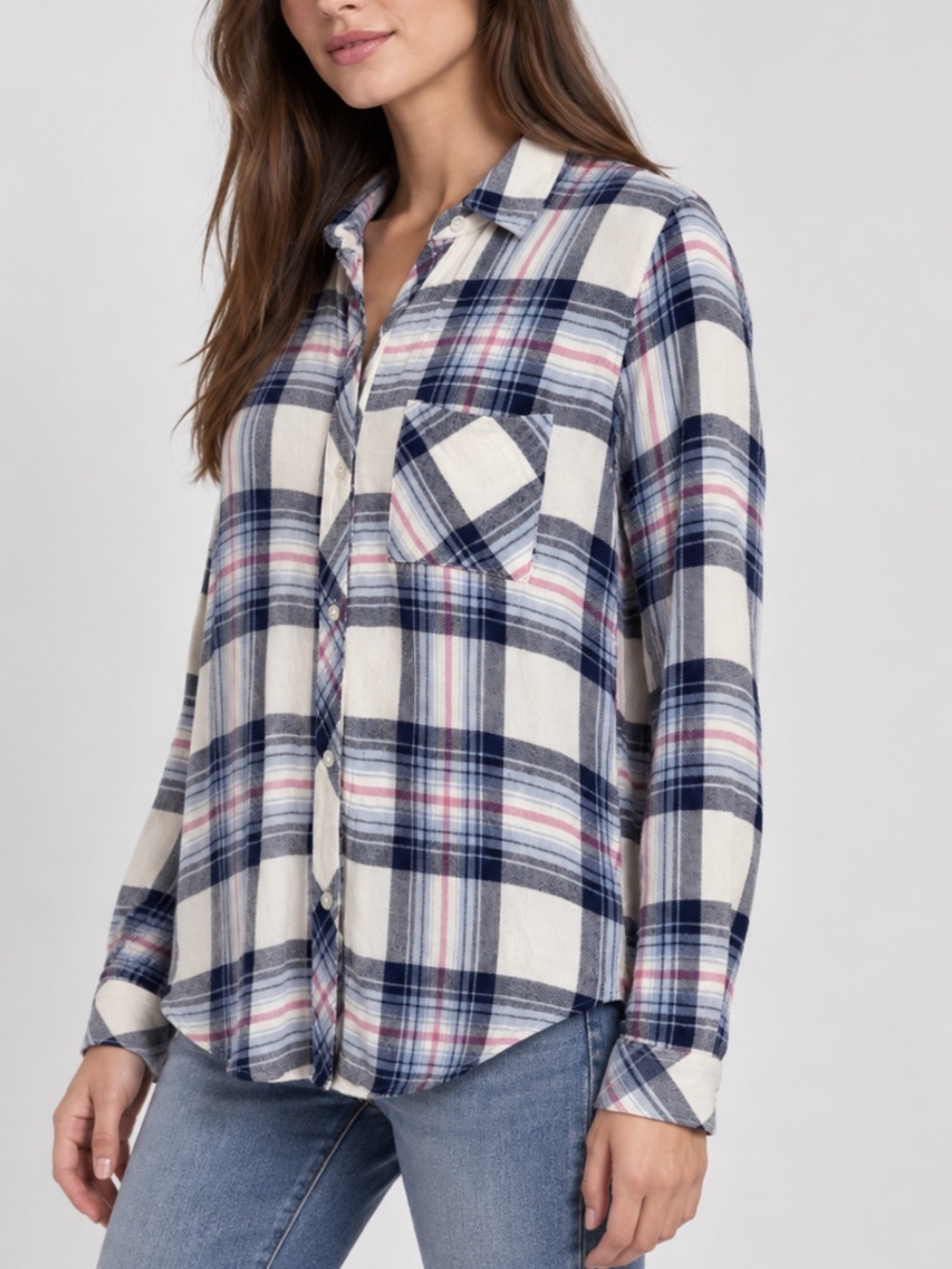 Rails Hunter Plaid Flannel Shirt Button-Down in Blue White